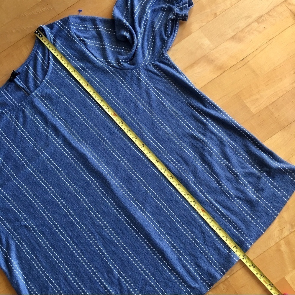 W5 Striped Top, Three Quarter Ruffle Sleeve, Blue, White, Size 3X - Picture 12 of 17